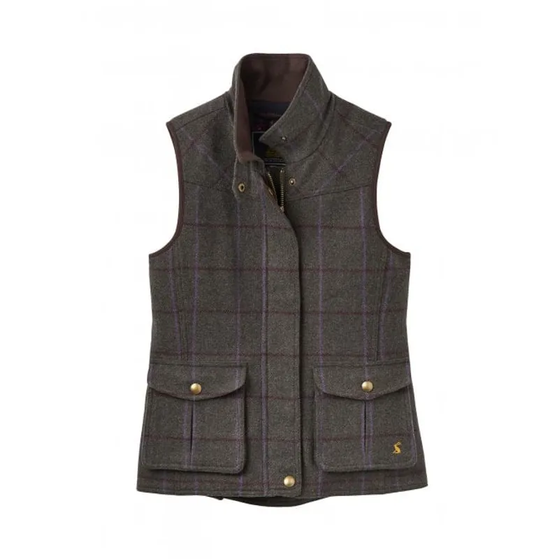Joules Fieldmoor Tweed Gilet - Green Check 